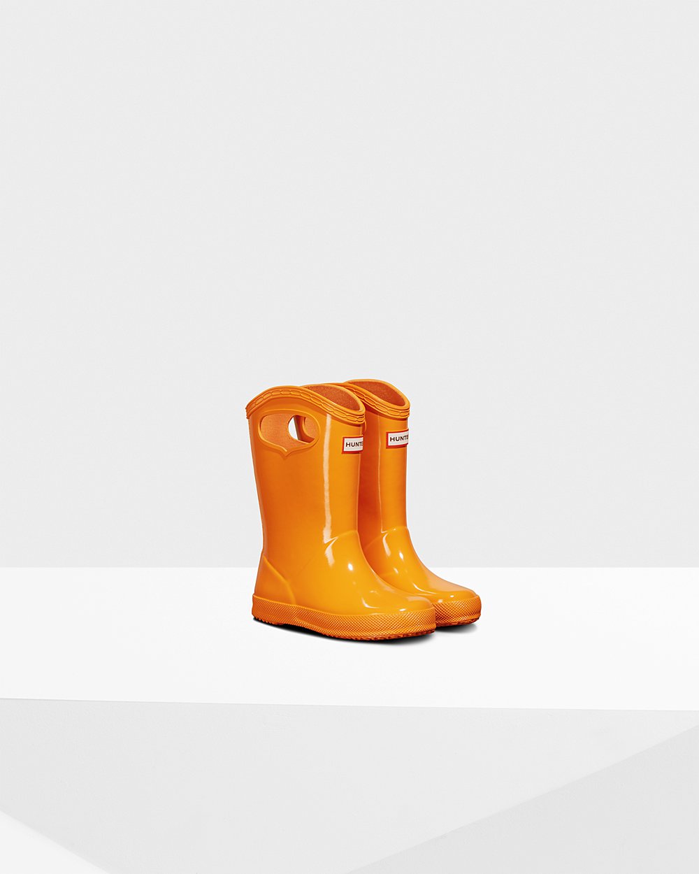 Bottes de Pluie Hunter Original First Classic Grab Handle Gloss Enfant Orange BFUKNSH-40